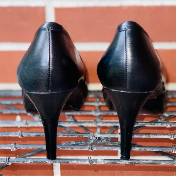 NINE WEST | Genuine Leather | KELSYO| Black Stiletto Peep Toe Heels - Picture 6 of 6